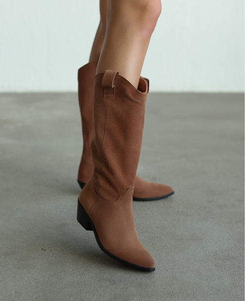 Orlandi Women's Mocca Leather Cowboy Boots