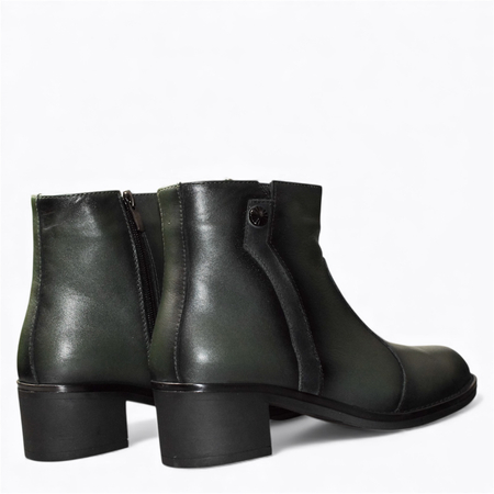 Skórzane zielone botki damskie Finirra