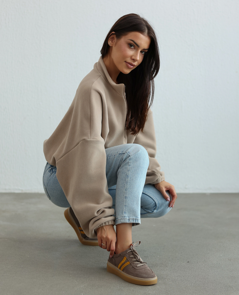 Skórzane szare sneakersy damskie Elviana