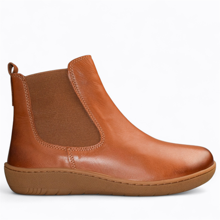 Skórzane rude sztyblety damskie barefoot Avanise