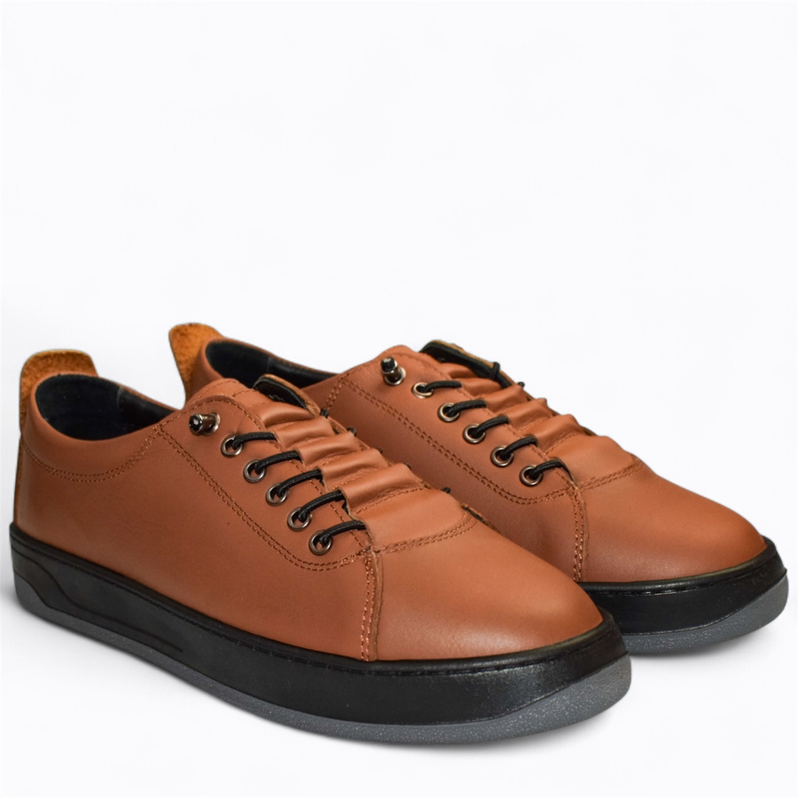 Skórzane rude sneakersy damskie Arestia