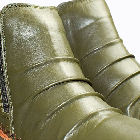Izmaria Women's Green Leather Ankle Boots
