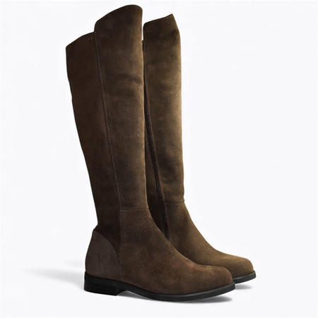 Skórzane czekoladowe kozaki damskie Arnetta