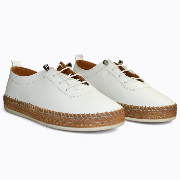Jarveti Women's White Leather Low-Top Shoes