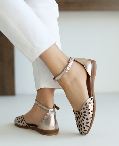 Rosvela Women's Leather Copper Sandals