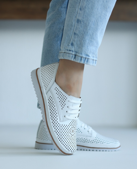 Larimea Women's White Leather Shoes