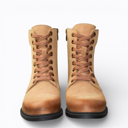 SKÓRZANE BEŻOWE TRZEWIKI DAMSKIE EMERITI