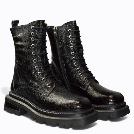 Skórzane czarne trzewiki damskie Isaldin