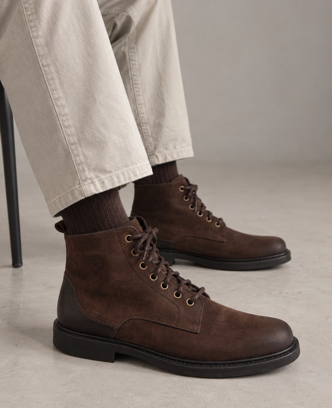 Lesario Men's Brown Leather Boots