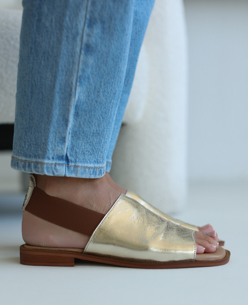 Dalmeri Women's Leather Gold Sandals