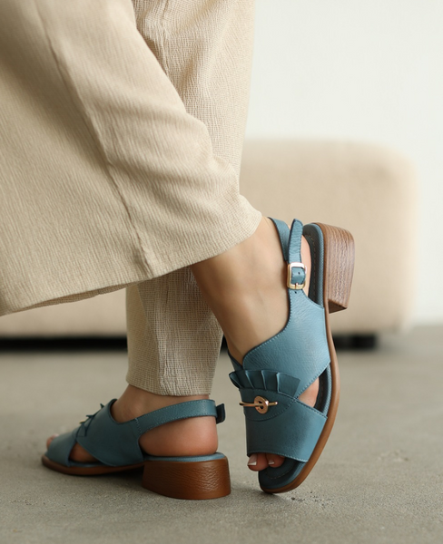 Brimeli Women's Leather Denim Sandals