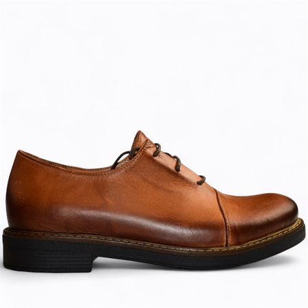 SKÓRZANE RUDE PÓŁBUTY DAMSKIE ELVISIA