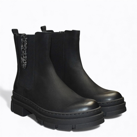 Skórzane czarne botki damskie Kanna