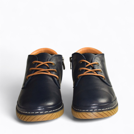 SKÓRZANE GRANATOWE TRZEWIKI DAMSKIE JAMIRIA