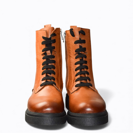 SKÓRZANE RUDE TRZEWIKI DAMSKIE BRILITA