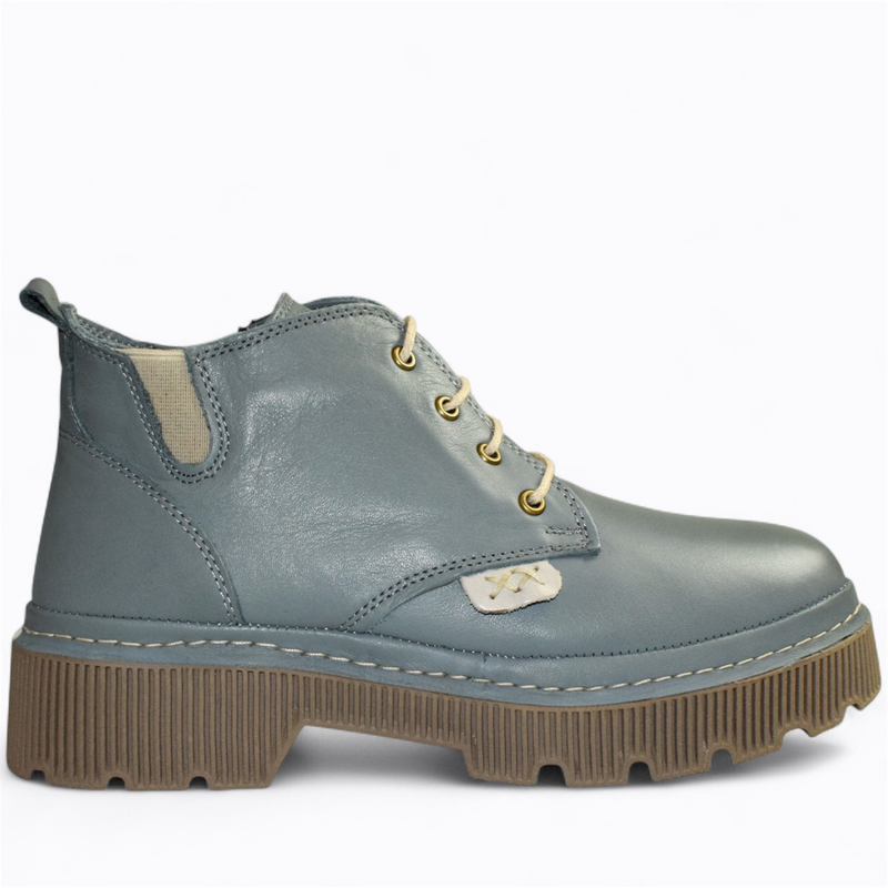 Skórzane denimowe trzewiki damskie Markena