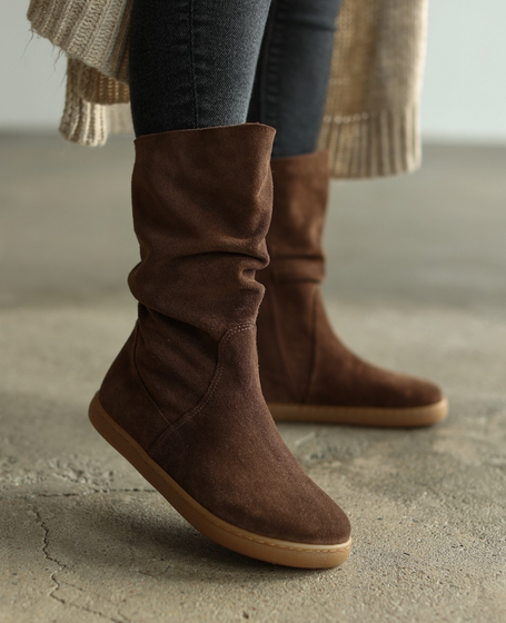 Bonella Women's Leather Chocolate-Colored Barefoot Ankle Boots