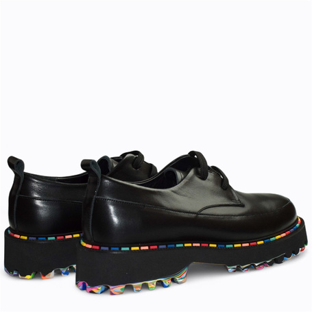 Olimira Women's Black Leather Low-Top Shoes