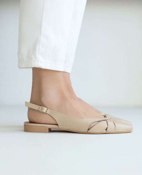 Korlina Beige Leather Women's Sandals