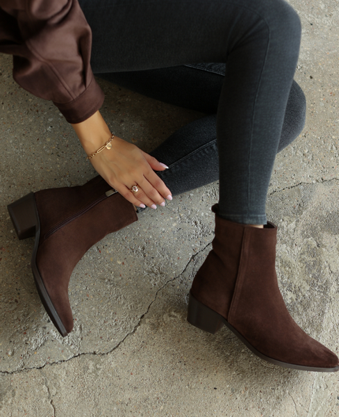 Zafrina Brown Leather Women's Ankle Boots
