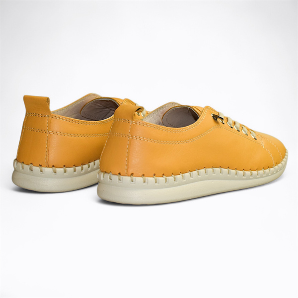 Brenika Women's Yellow Leather Low-Cut Shoes