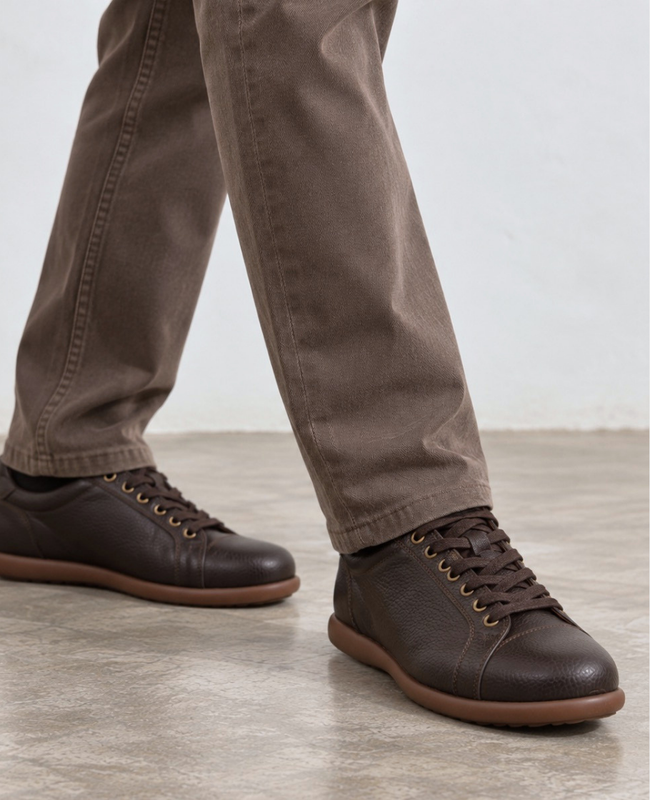 Delemar Men's Leather Chocolate-Brown Low-Cut Shoes