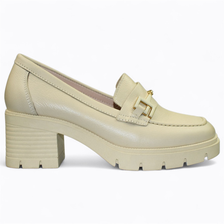 Elorisa Beige Leather Women's Pumps