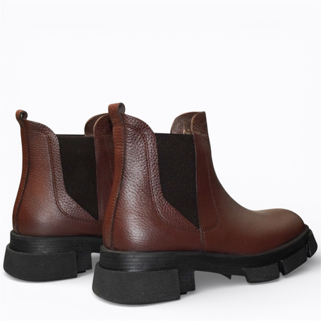 Teryssa Women's Brown Leather Ankle Boots