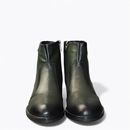 Skórzane zielone botki damskie Finirra