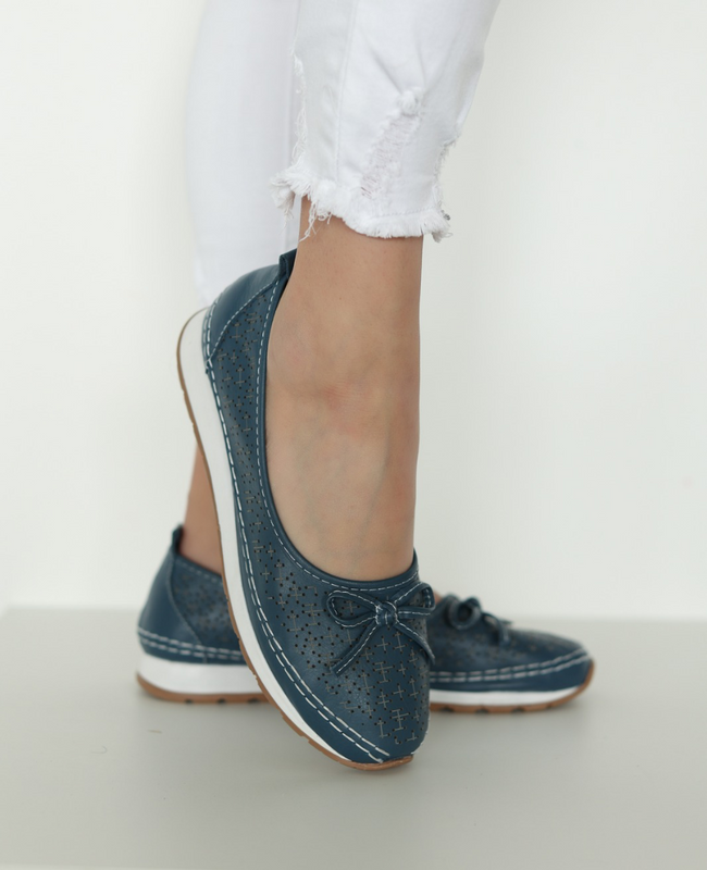 Arvella Women's Leather Denim Ballerina Flats
