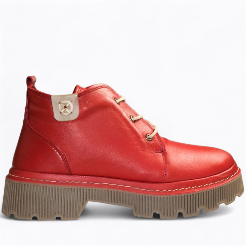 Skórzane czerwone trzewiki damskie Isovena