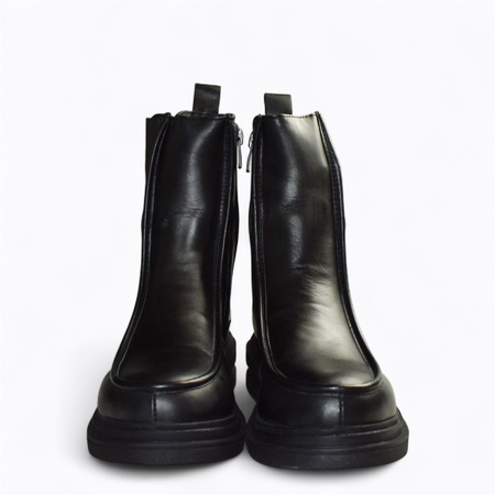 SKÓRZANE CZARNE BOTKI DAMSKIE MEGALIA