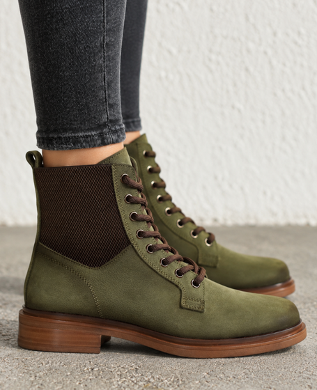 Elandra Women's Green Leather Boots