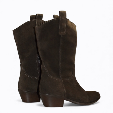 SKÓRZANE BRĄZOWE KOWBOJKI DAMSKIE GILLIA