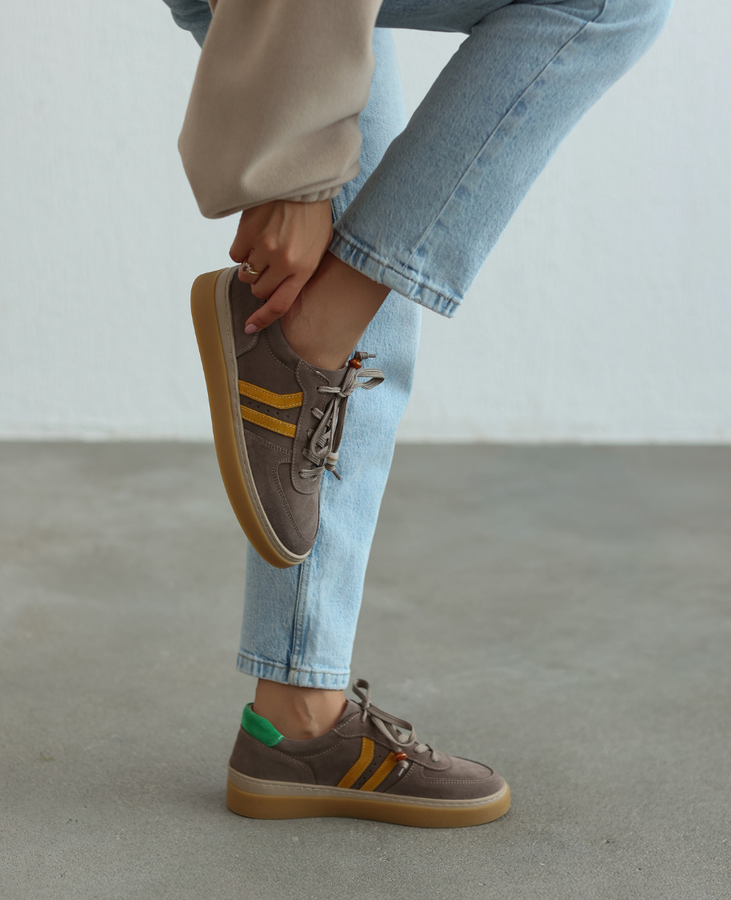 Skórzane szare sneakersy damskie Elviana