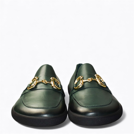 Skórzane szmaragdowe półbuty damskie Jasirea