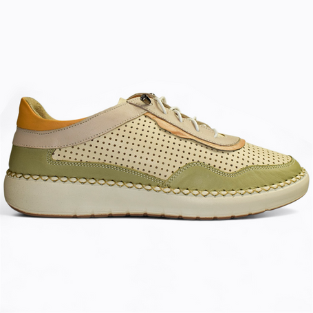 Selmira Women's Green Leather Low-Cut Shoes