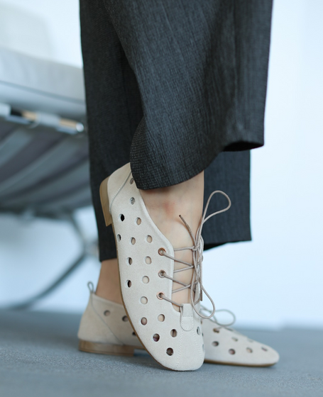Telveri Beige Leather Women's Low-Cut Shoes