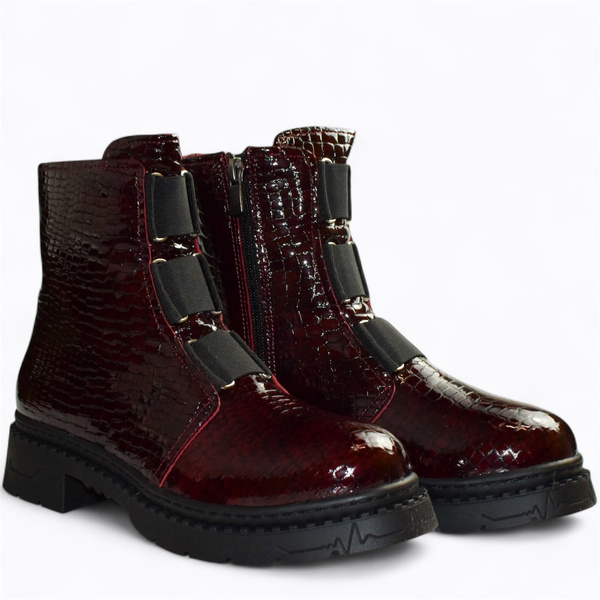 Galenna Women's Burgundy Leather Ankle Boots