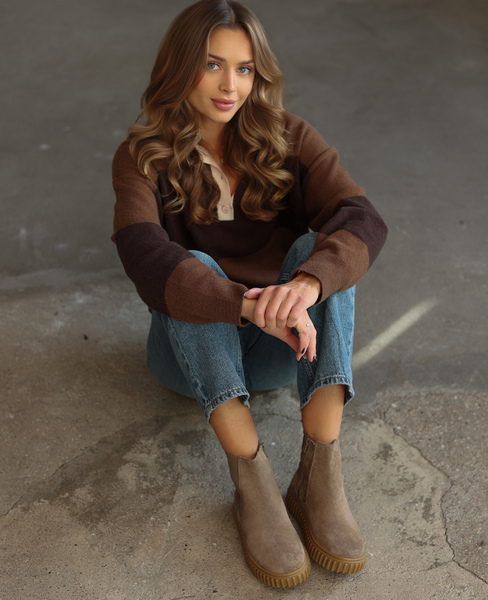 Telzara Women's Cappuccino Leather Ankle Boots