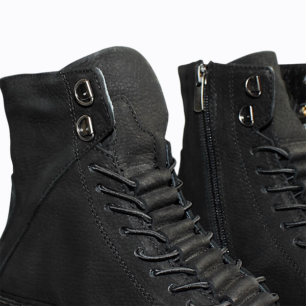 Hadrina Women's Black Leather Ankle Boots