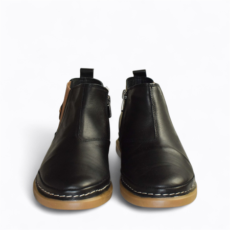 SKÓRZANE CZARNE TRZEWIKI DAMSKIE KERMITIA