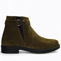 SKÓRZANE OLIWKOWE BOTKI DAMSKIE TIRELIS