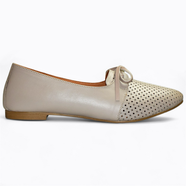 Julinea Women's Gray Leather Low-Cut Shoes