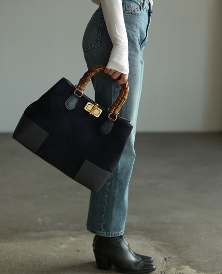 Esvaldi Black – Large Women's Suede Handbag