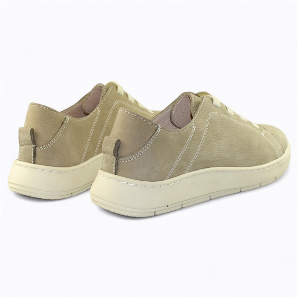 Nooria Beige Leather Women's Low-Cut Shoes
