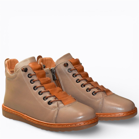 SKÓRZANE SZARE TRZEWIKI DAMSKIE CARLEIA