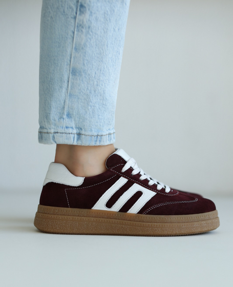 Nimelei Women's Burgundy Leather Sneakers