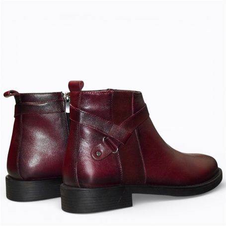 Siliora Women's Burgundy Leather Ankle Boots
