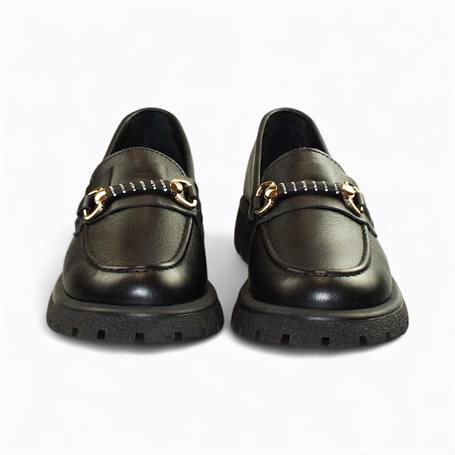 Medrena Women's Black Leather Low-Cut Shoes